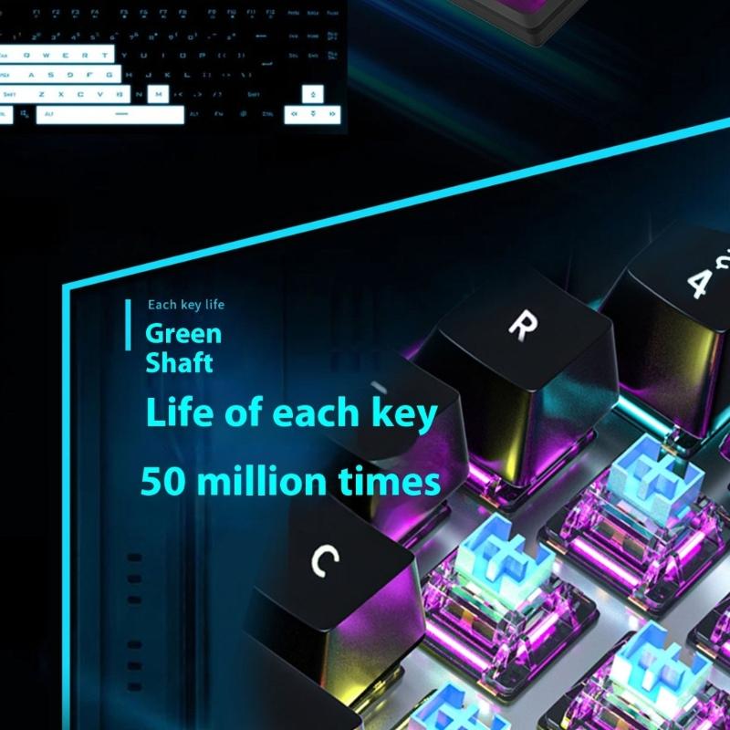 Thin Wireds Mechanical Keyboards RGBs LED Backlighting and ABS Keycaps Blue Switches for Gaming