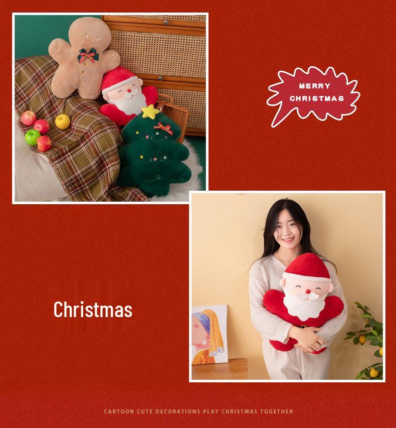 Christmas Holiday Throw Pillow: Tree, Gingerbread, Santa Claus Design for Sofa, Living Room, Cushion, Bed, Backrest, Ornament