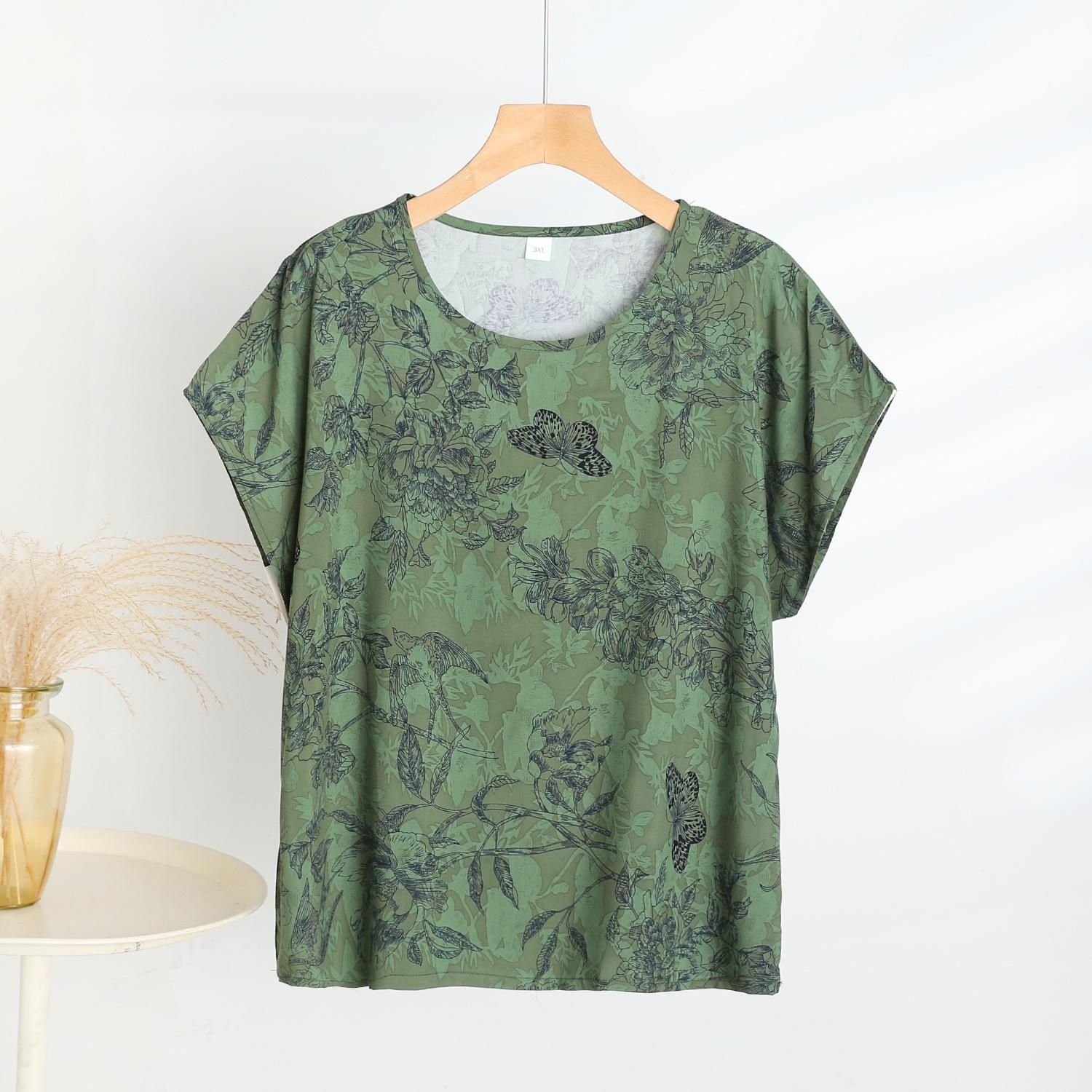 

Женское летнее платье 2025 года с цветочным принтом из хлопка и шелка - Короткий рукав, плиссированное, приталенное, во французском стиле 3XL