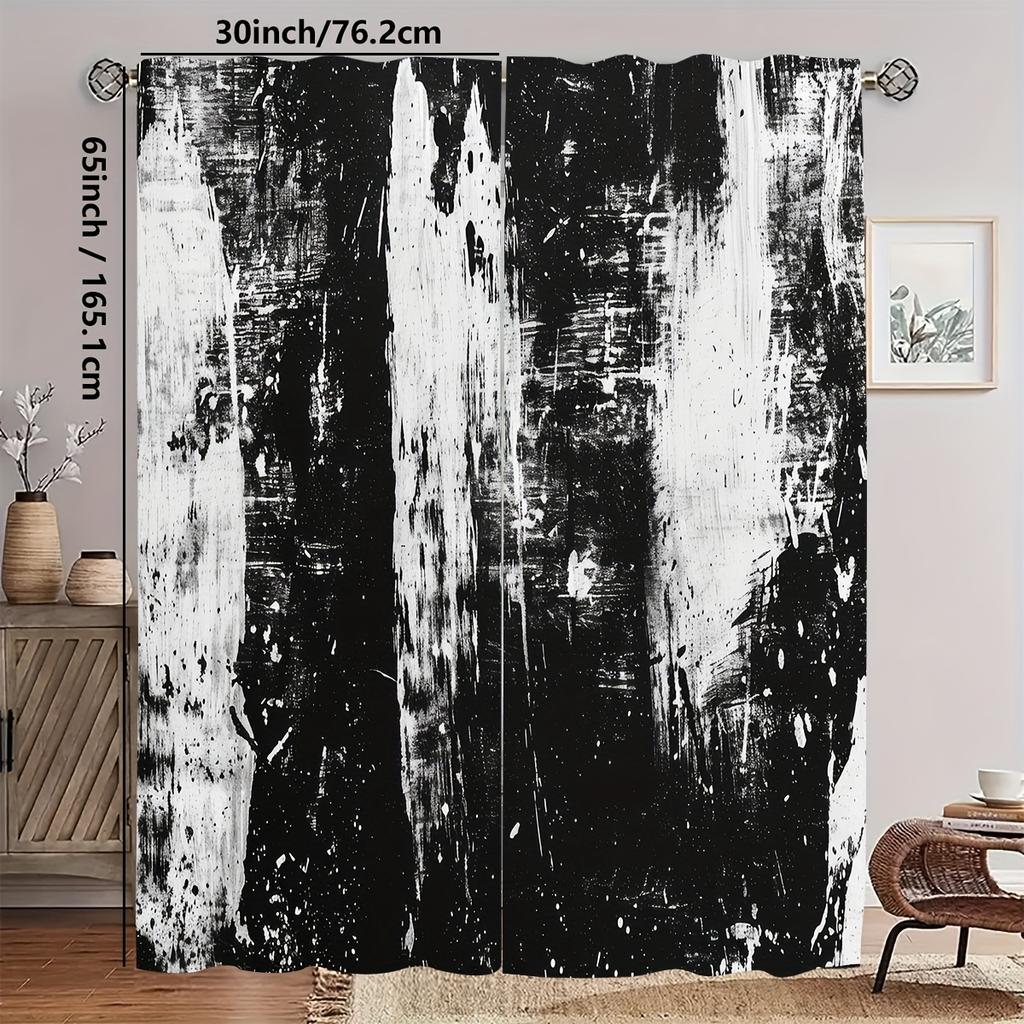 New Abstract Black and White Patterned Decorative Curtain   Creative Bathroom Shower Curtain   Easy Hanging   Machine Washable   Hom