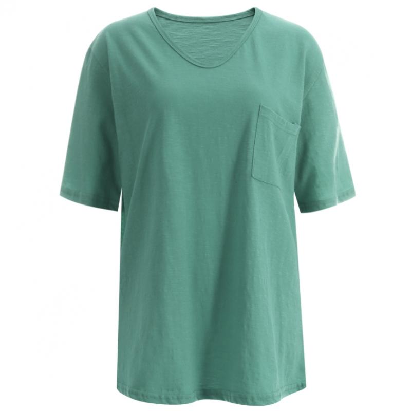 Shop Women PockeT V Neck oVersized Inner ShorT sleeVe T shirT whiTe Dai Wsh 14