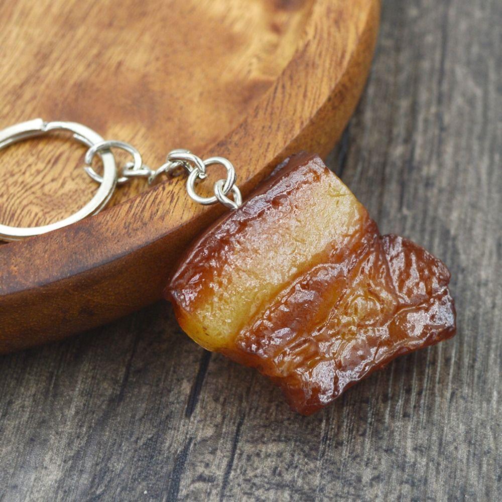 Gift Funny Roasted Chicken Key Holder Luxury Exquisite Simulation Food Keychain Fake Braised Pork Fashion Bag Hanging Pendant