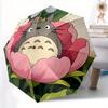 Flower Totoro Automatic Open/Close Umbrella   Compact Travel Umbrella, 8 Rib Heavy Duty Construction, Ideal Gift, 121