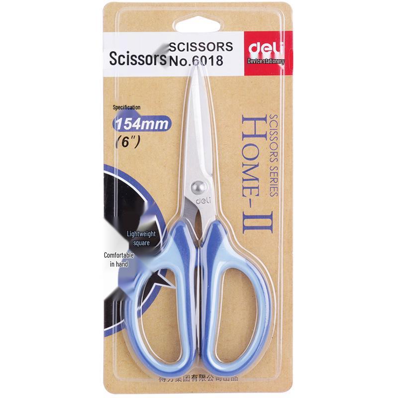 Deli 6018 Exquisite Stainless Steel 154mm Scissors for Household, Office, and Art Paper Cutting