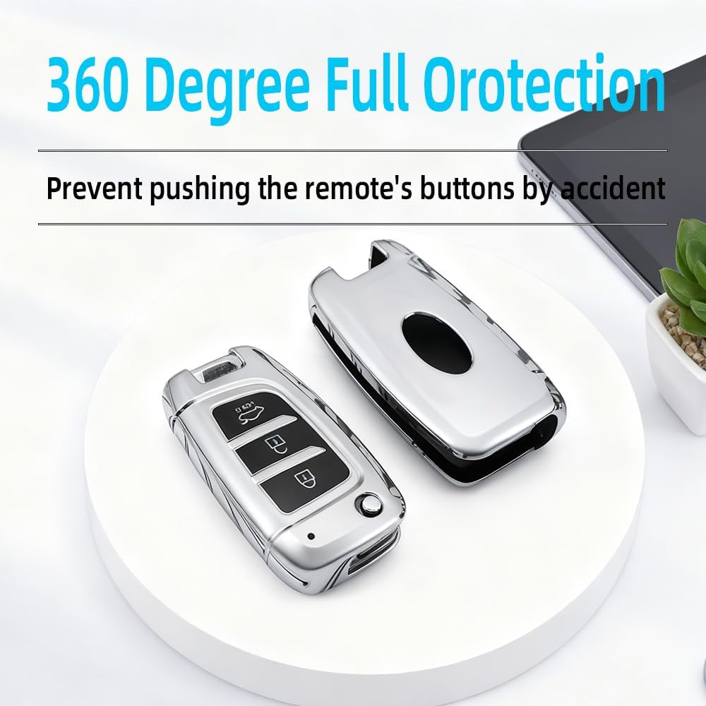 Key Fob Cover Case Compatible with Hyundai Venue Accent Kona SE Santa Fe Palisade Key Shell Protector with Bling Keychain 3 Button B Red