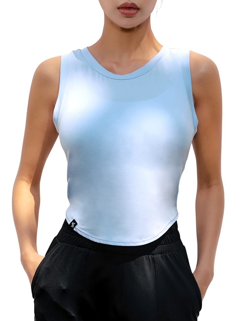 

XEXYMIX Майка для йоги без рукавов укороченная размер Sky XT4354G женский топ, длина, M, форма,