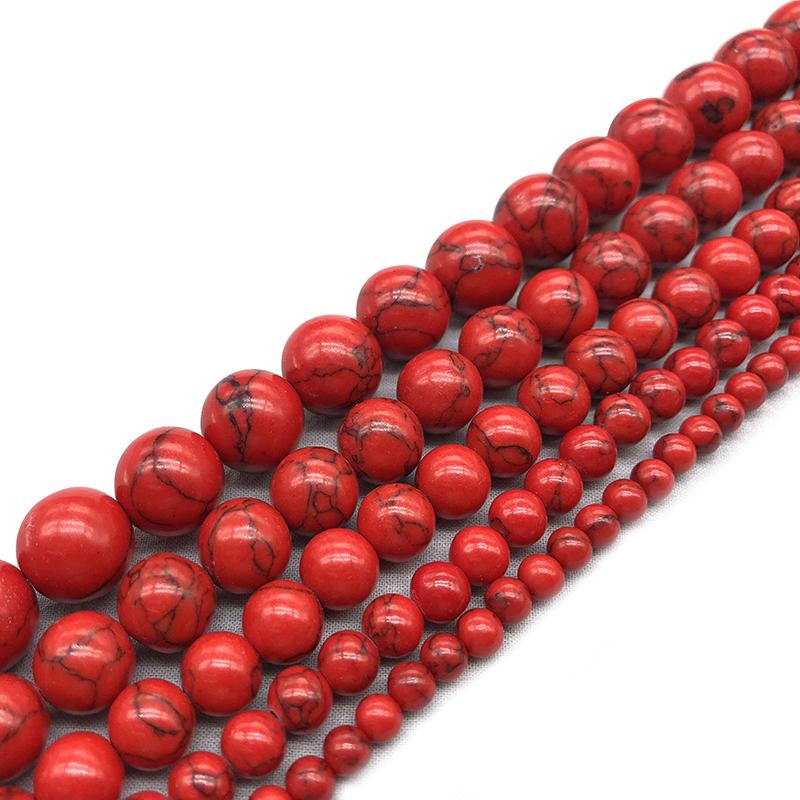 Natural Gemstone Stone Red Turquoise Beads 4 6 8 10mm Loose Spacer Beads for Jewelry Making