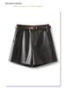 Coffee PU Leather High-Waisted A-line Shorts for Women & Girls - Winter 2025 Fashion, Slimming & Versatile