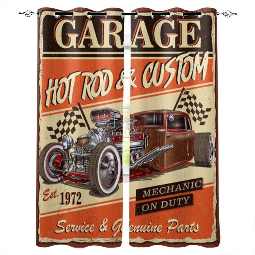 Bedroom Kitchen Curtain Vintage Classic Antique Car Retro Window Curtains for Living Room Decorative Items