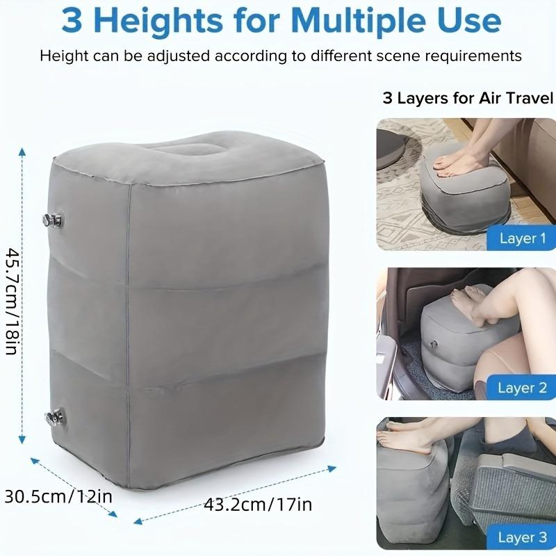 Cuscino Gonfiabile Per Piedi Da Viaggio – Poggiapiedi Per Divano, Aereo, Auto, Alza Gambe Per Circolazione E Riduzione Gonfiore, Grigio