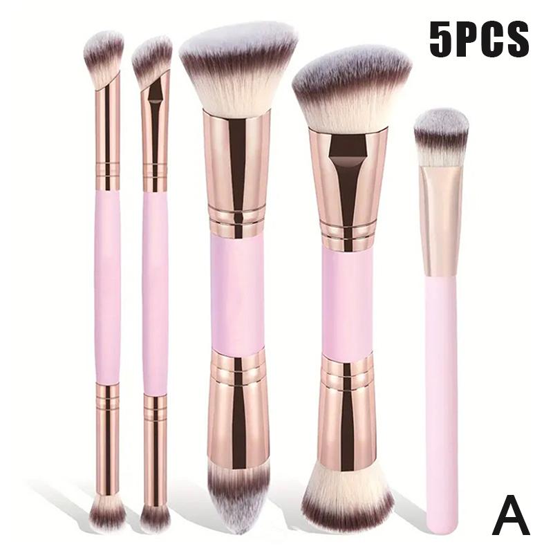 1/2/5Pcs Foundation Makeup Brush Double-Ended Flat/Angle Top Contour Brush For Beauty Blending Liquid Powder Concealer Cream