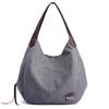 Large Capacity Canvas Tote Bag with Three-Layer Pockets - Ladies' Casual Shoulder Handbag