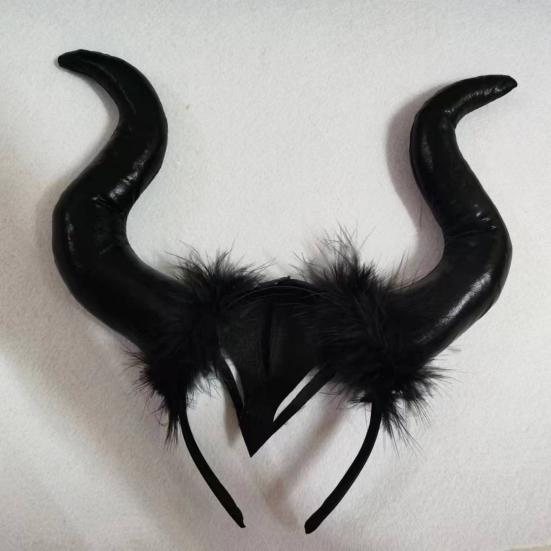 Cuernos De Diablo Con Collar, Diadema Ajustable Para Cosplay Y Fiestas De Halloween, Accesorio De Demonio Negro