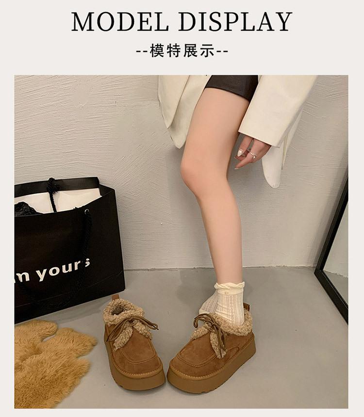 Winter fluffy shoelaces snow boots new retro velvet warm and heightened outer cotton shoes