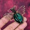 Faceted Zambian Emerald Gemstone Pendant Copper Wire Wrapped Butterfly Pendant
