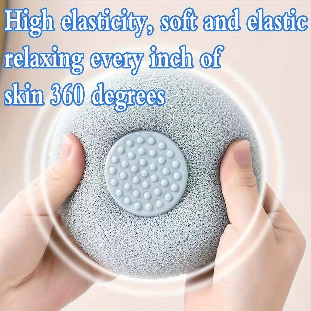 Massage Bath Sponge Ball Exfoliating Shower Brush Wall-Mounted Loofah with Suction Cup Deep Clean Body Scrubber Bathroom Access