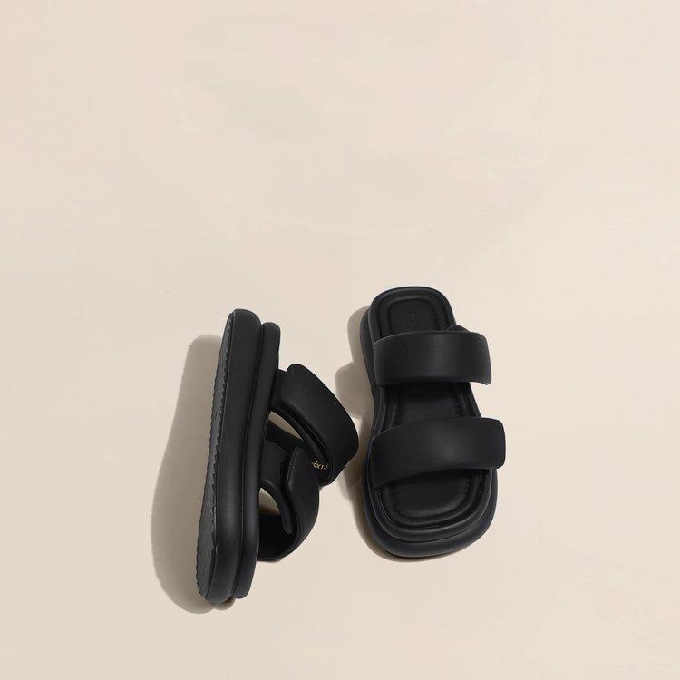 2024 Summer Women Platform Slippers Square Toe Women Flats Flip Flops Designer Ladies Slides Sandals Women Shoes Luxury Sandals