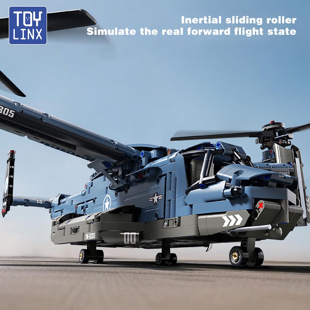 TOYLINX 1486PCS Puzzle Fish Eagle Fighter Jet Bricks Building Blocks Education Toys Birthday Gifts Christmas Gifts for Kids