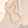 European and American Stainless steel Double-layer Gold Color Heart Pendant Neckchain For Women 2026 Fashion Jewelry Accessories