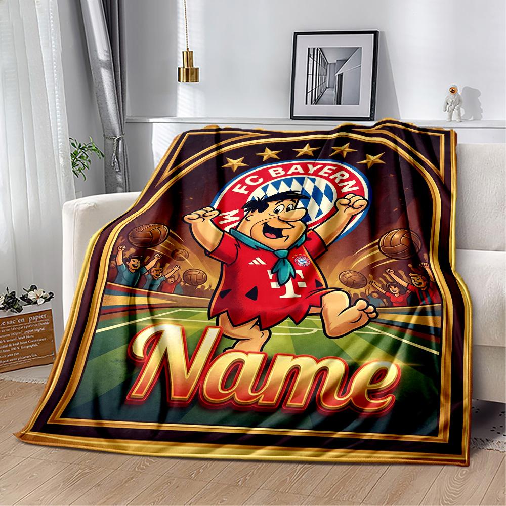 Bayern Munich Soccer Poster Personalized Text Blanket Throw Personalized Blanket Soft & Cozy Suitable for Livingroom Sofa Nap Bedding