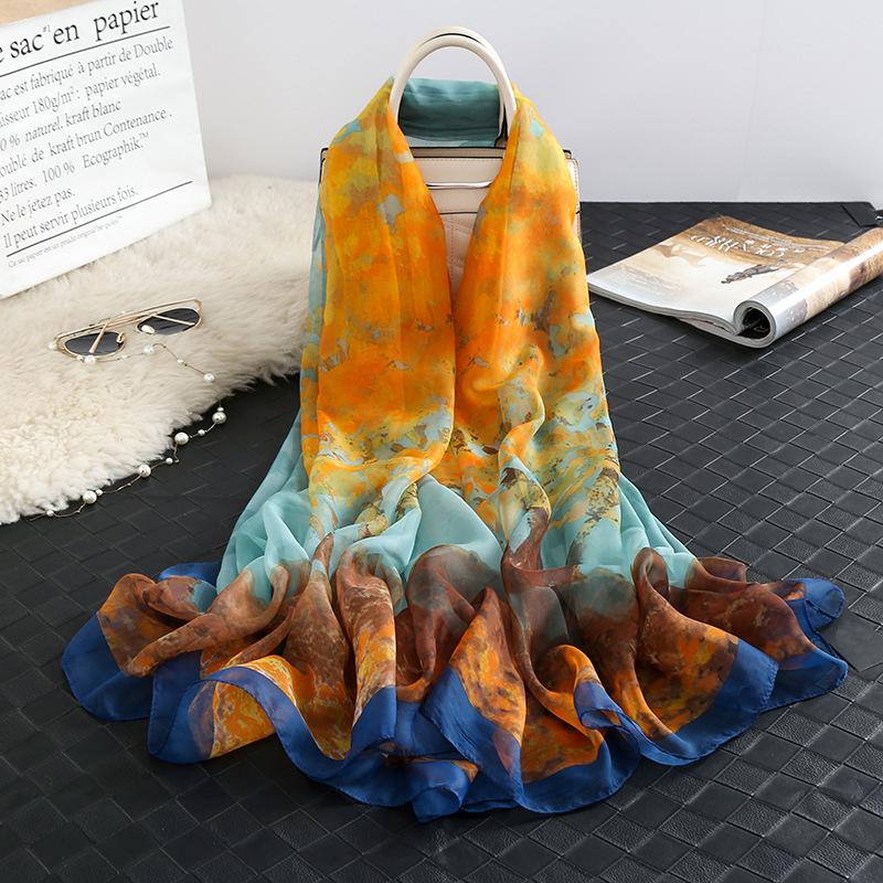 Luxury Silk Scarf Hijab Women Soft Warm Pashmina Neck Beach Stoles  Head Scarves Echarpe Shawl Large Wrap Echarpe Bandana