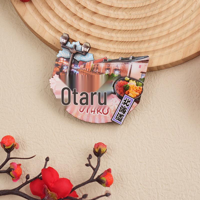 Japanese Epoxy Wood Refrigerator Magnets - Cute Cartoon Cultural Souvenirs, Soft Magnetic