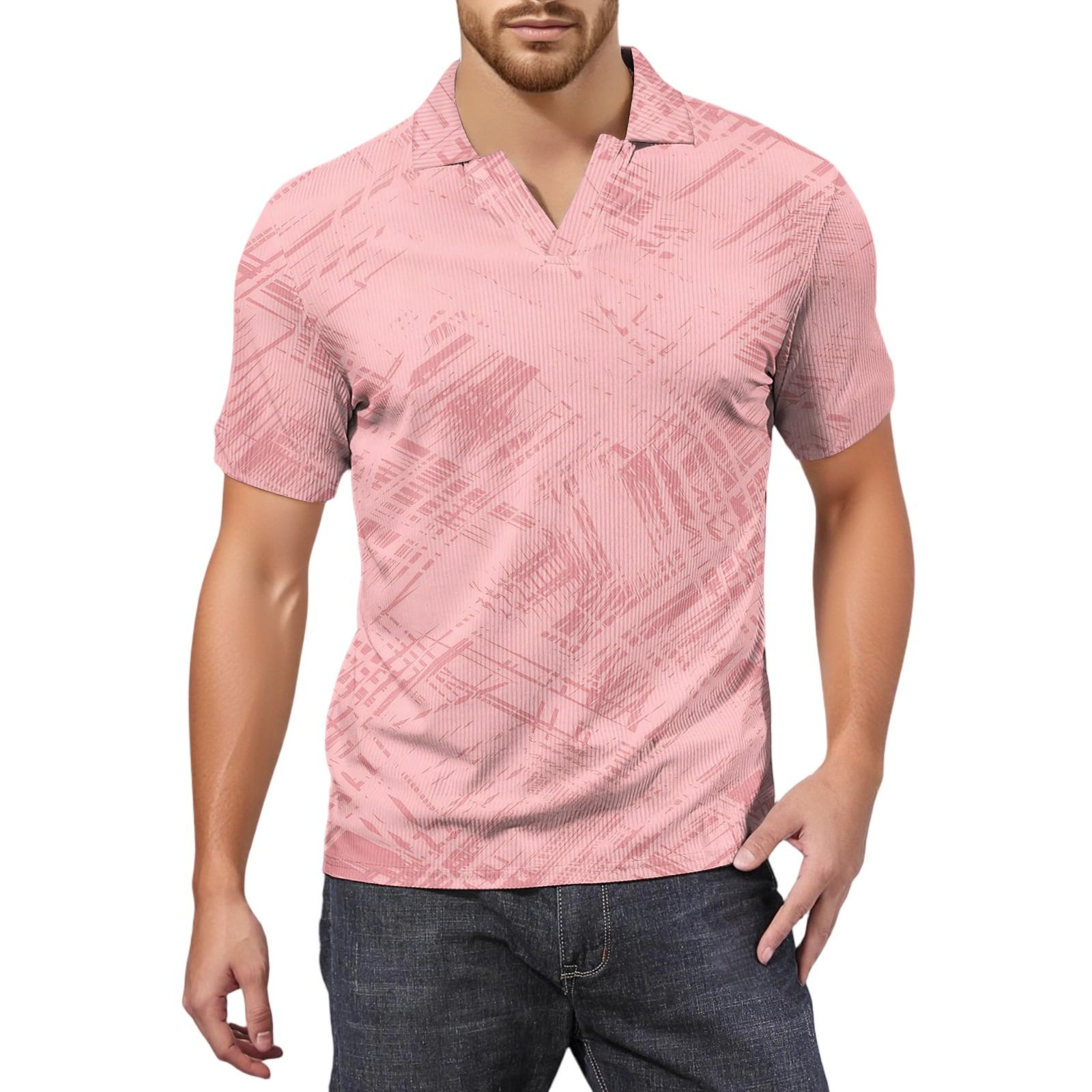 

Мужская модная футболка для гольфа с коротким рукавом и V-образным вырезом XL розовый