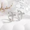 Korean Style Rhinestone Cross Hoop Earrings - Women's Fashionable Minimalist Studs