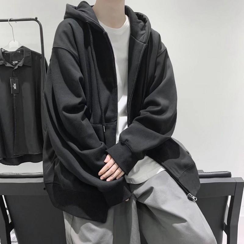 Womens Hooded Cardigan Sweatshirt Solid Color Loose Casual Trendy Winter Outerwear
