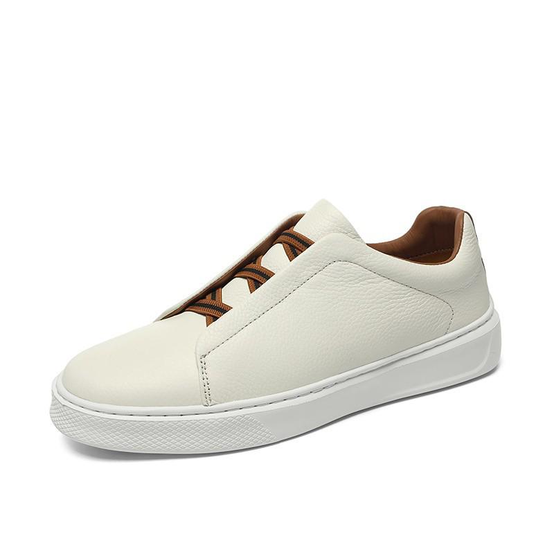Men`s Genuine Leather Slip-On Skate Shoes