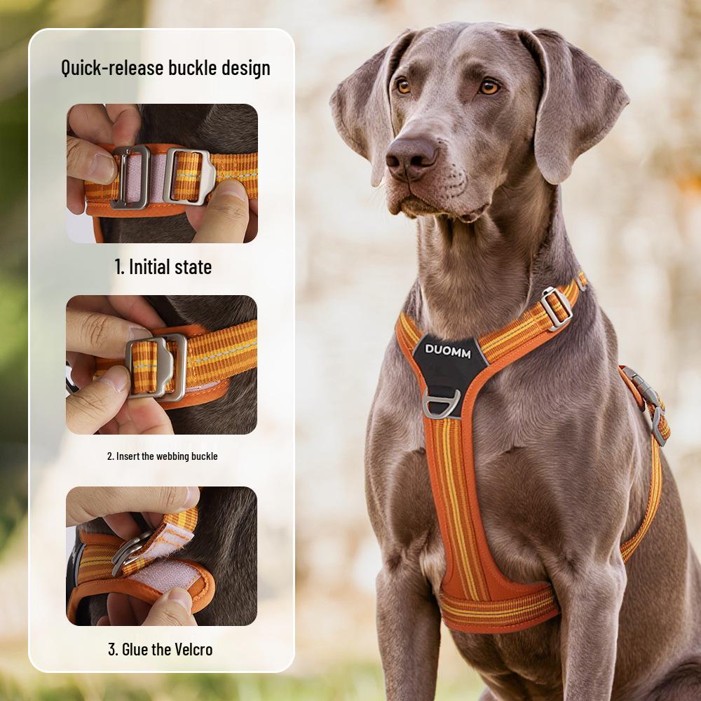 Shock-Absorbing Reflective Dog Harness with Double Handle for Large Breeds