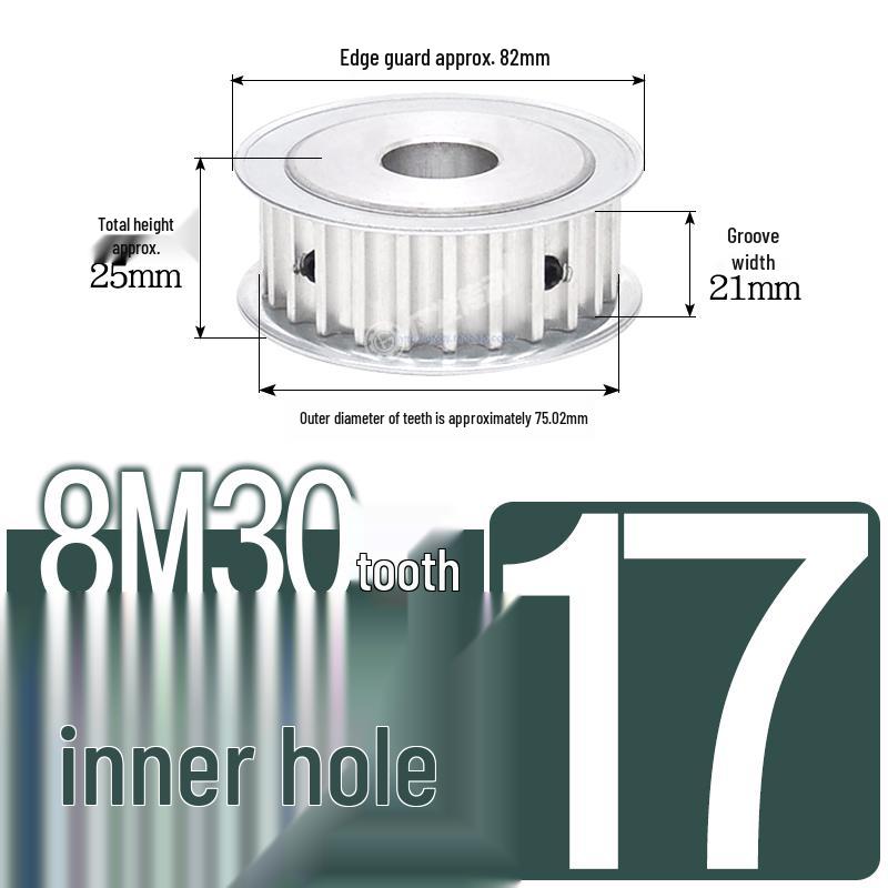 Double-Sided 8M Timing Belt Pulley, 30 Teeth, AF Type, Groove Width 16/21/27mm, Inner Hole 8-40mm.