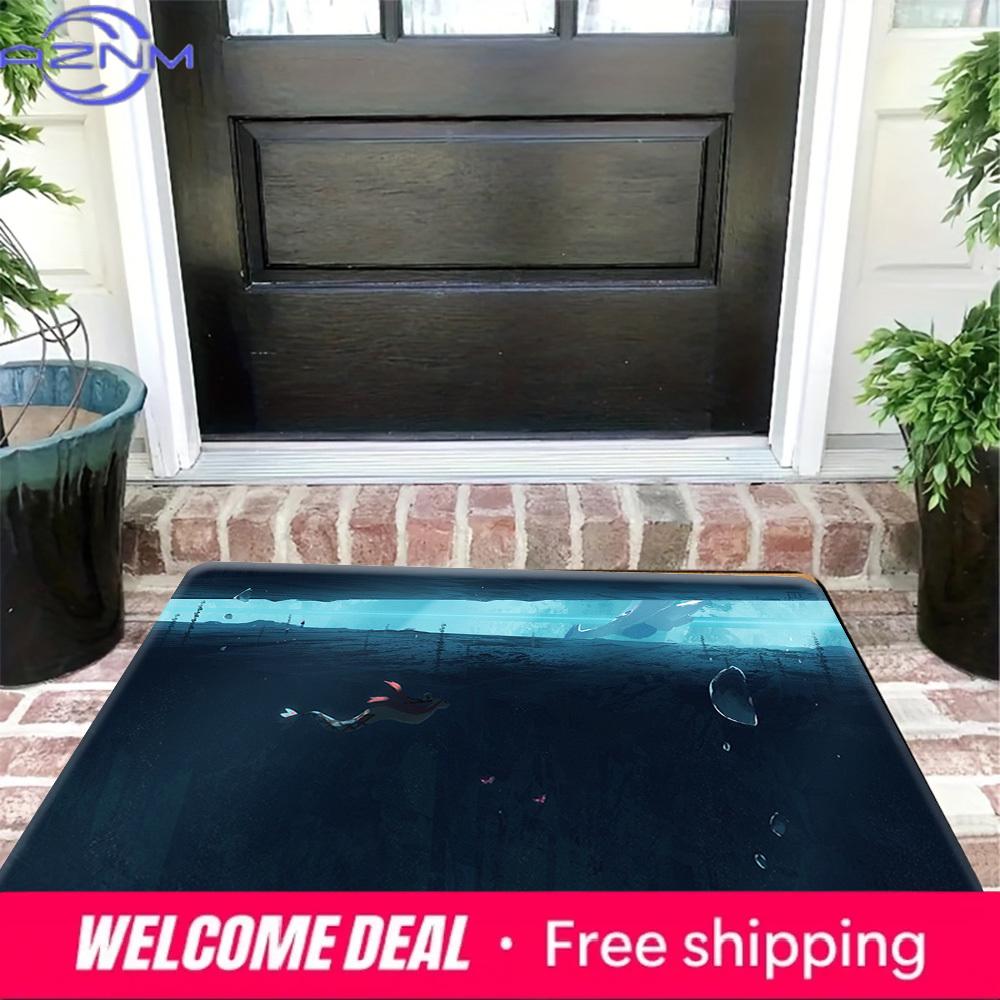 Deep Sea Underwater Pokemon Scenery Print Soft Absorbent Non-Slip Indoor Home Entryway Bathroom Floor Doormat Rug