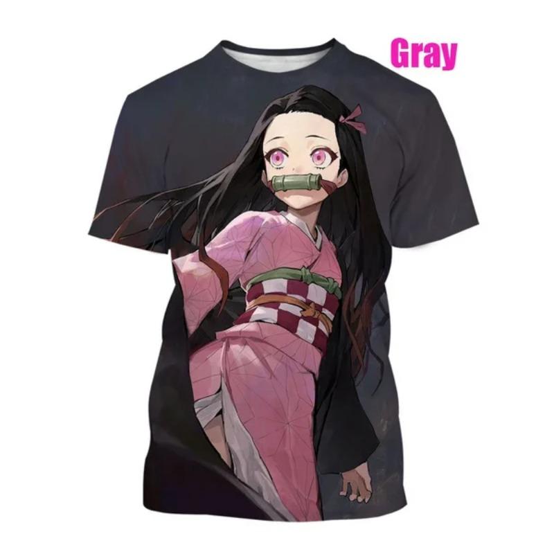 Japonské Kreslené 3D Tištěné Tričko Anime Demon Slayer Unisex Krátký Rukáv Ležérní Roztomilé Tričko Top
