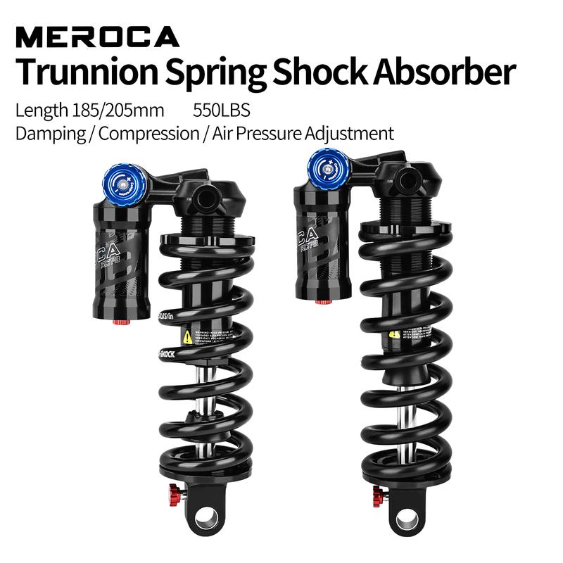RCT3 Bicycle Trunnion Mount Rear Shock 185/205mm Coil Spring Shock 550LBS MTB Soft Tail Bicycle Rear Shock Absorber