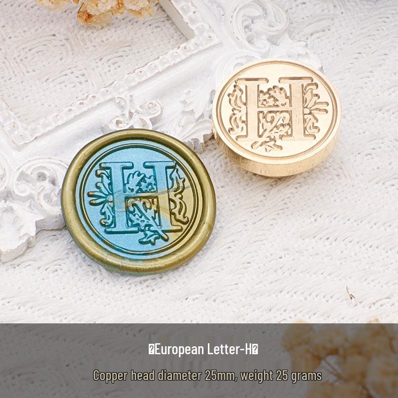 Wax Seal Stamp Head with 26 A-Z Letter Patterns - Retro Copper Design for Envelopes