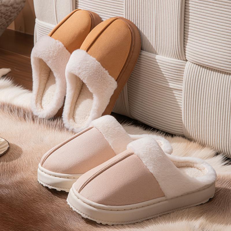 Flap Plush Thick-soled Cotton Slippers Autumn and Winter Wool Drag Couple Indoor Plush Warm Shoes