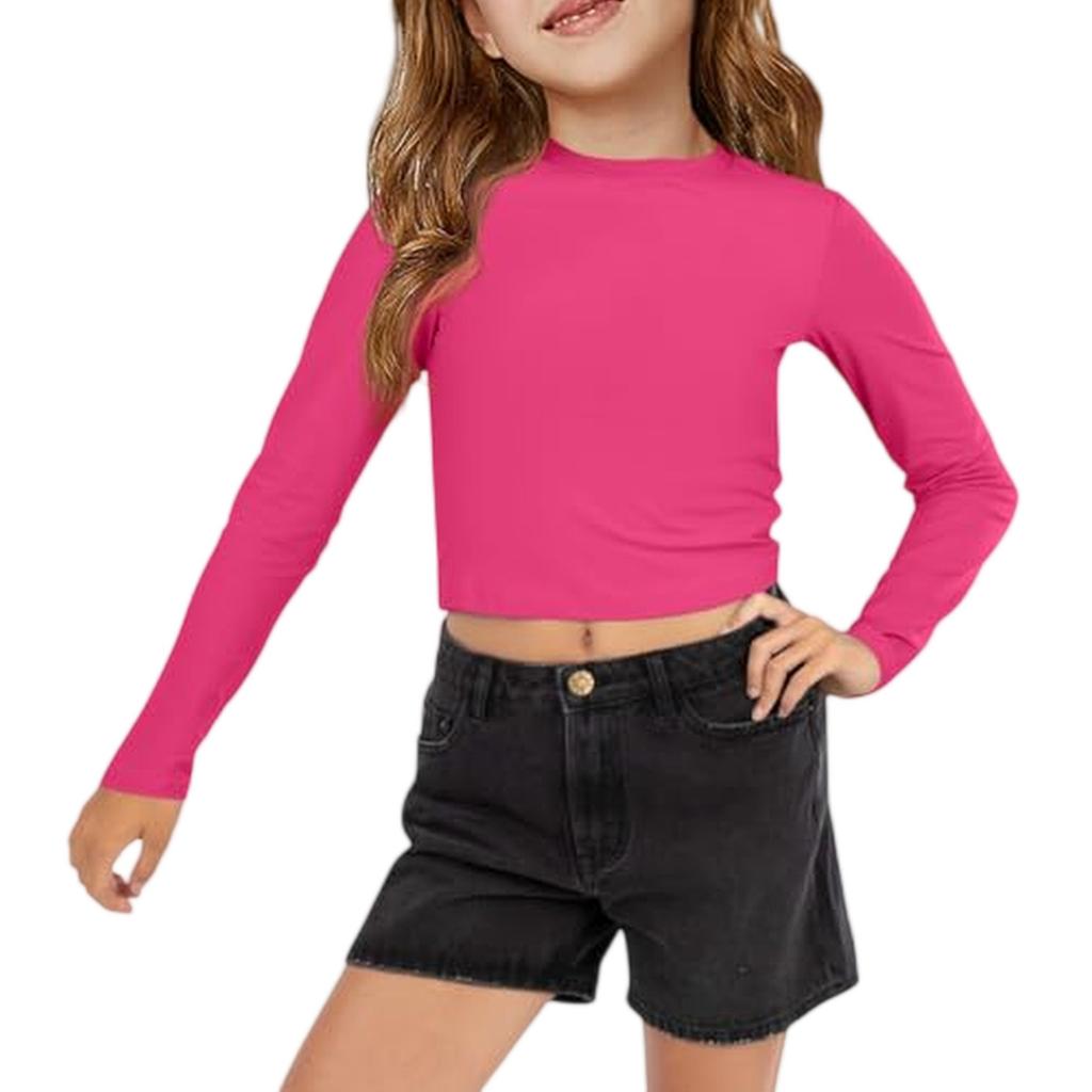 Dětské zkrácené topy Dívčí trička s dlouhým rukávem Módní top