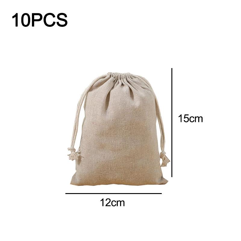 New 10 Pcs/Lot Linen Drawstring Bags Multiple Sizes Jewelry Packaging Bag Jewelry Pouch Sachets for Packaging SSBZD05