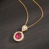 Pigeon Blood Red Treasure Oval Water Drop Necklace Pendant With Diamonds Light Luxury Minimalist Premium Versatile Clavicle Chain Ladies