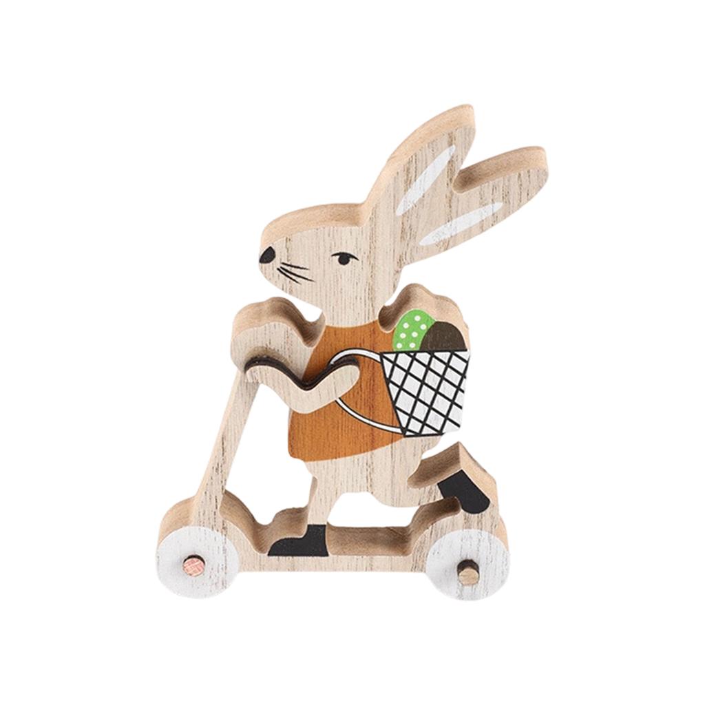 Houten Decoratieve Paasfeest Schattig Rijdend Met Mand Dierlijke Beeldje Houten Ambacht