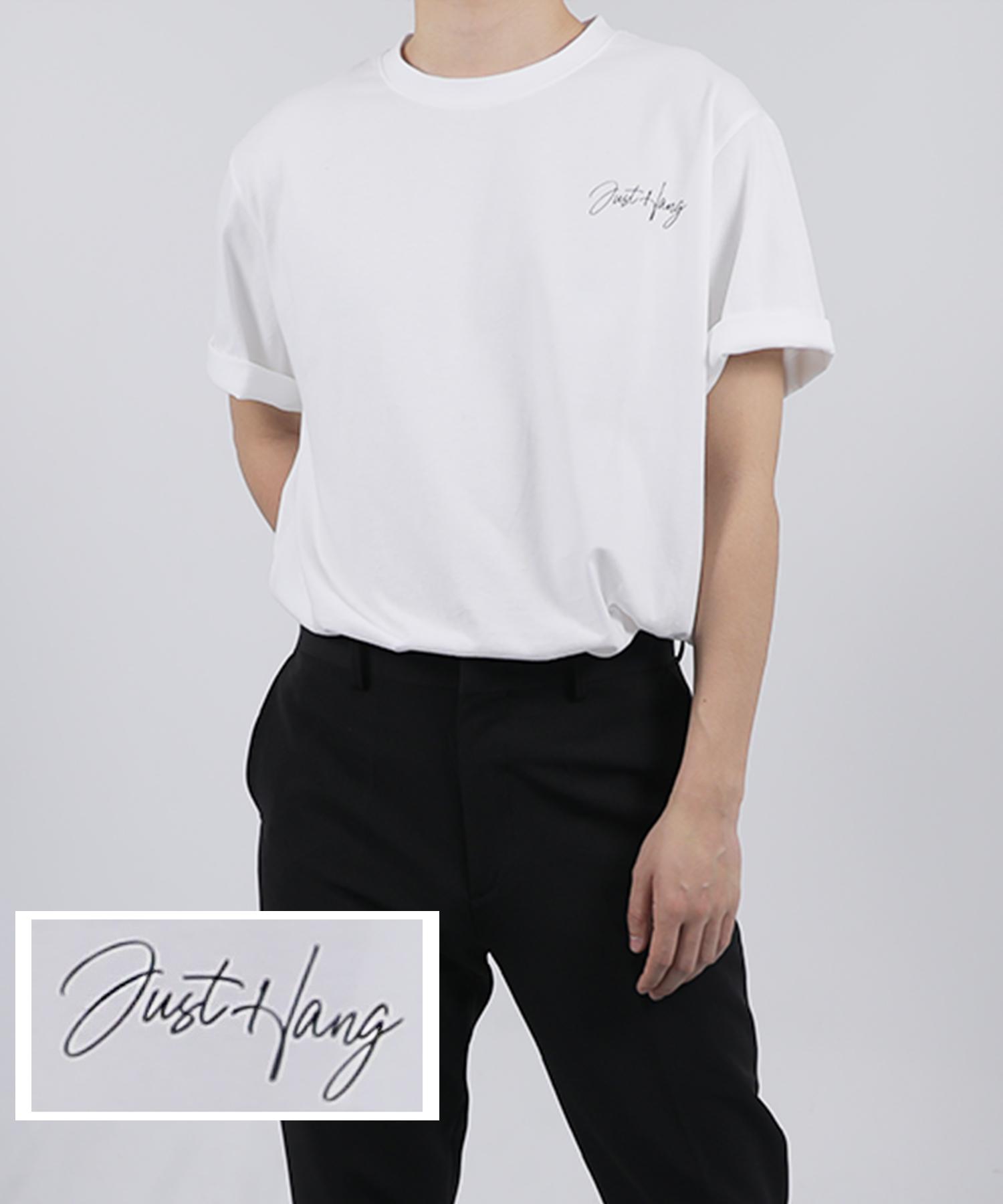 Just Haeng Mini Logo Oversized White Short Sleeve T-Shirt (Black) White/F