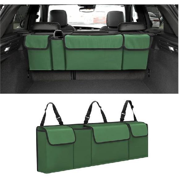 AUCELI Car Trunk Organizer, Backseat Hanging Large Storage With Adjustable Straps, Waterproof Collapsible Cargo Bag With 4 Pockets, Sturdy Space