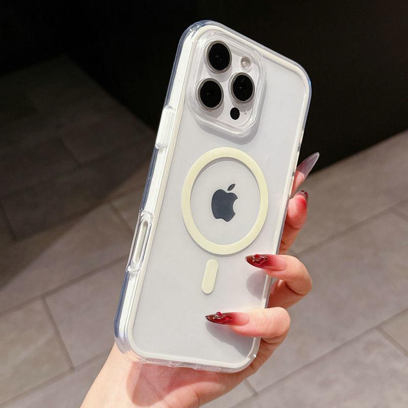 Magnetic Clear Colorful TPU Transparent Flexible Soft Case Protective Back Cover for iPhone 16 15 14 13 12 11 Pro Max