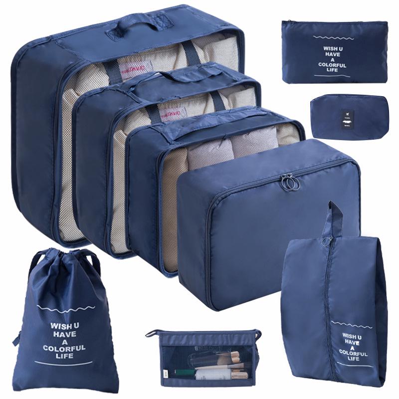 Eight-Piece Travel Storage Bag Set for Organizing Clothes