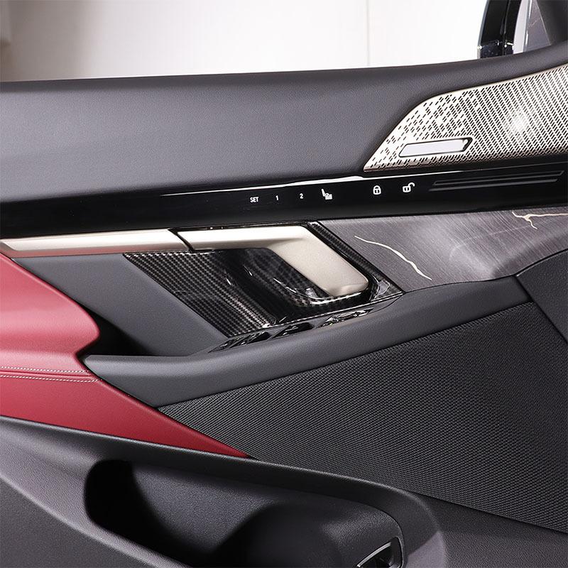 För BMW 5-serie G60 2024 ABS Kolfiber Innerdörrhandtag Skålskydd Dekorationslist Interiörtillbehör