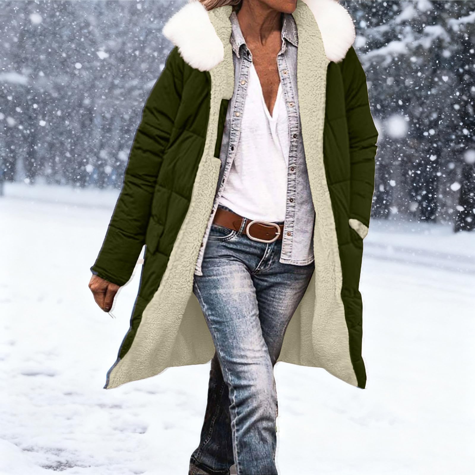 

Women s Fashion Winter Solid Color Long Sleeved Hooded Long Zipper Cotton Jacket Warm Coat Down Jacket XXL