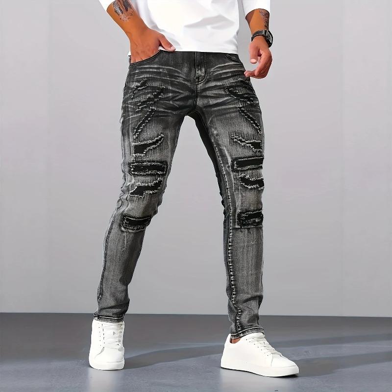 Men's Skinny Fit Gray Stretch Denim Jeans Long Pants Casual Pants Casual Everyday Outfit