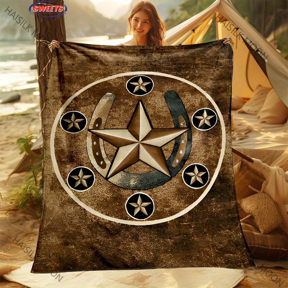 1PC Vintage Pentagram Print Blanket,Gifts for Son Teen Husband,Soft Flannel Family Blanket Bedroom Sofa Bed Shawl Blanket,Gift