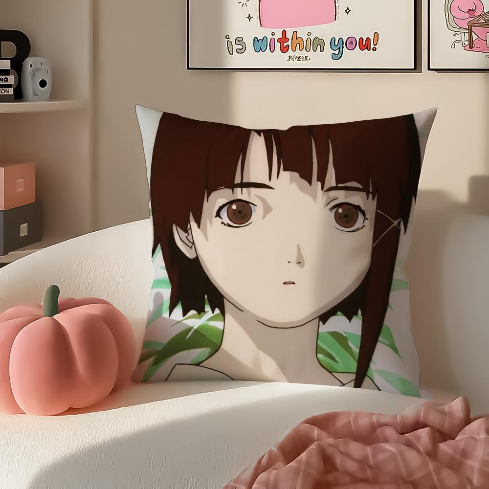 Anime Serial Experiments LLain Anime Movie Cushion Cover Pillowcase Short Plush Invisible zipper Room Sofa Cushion Cover